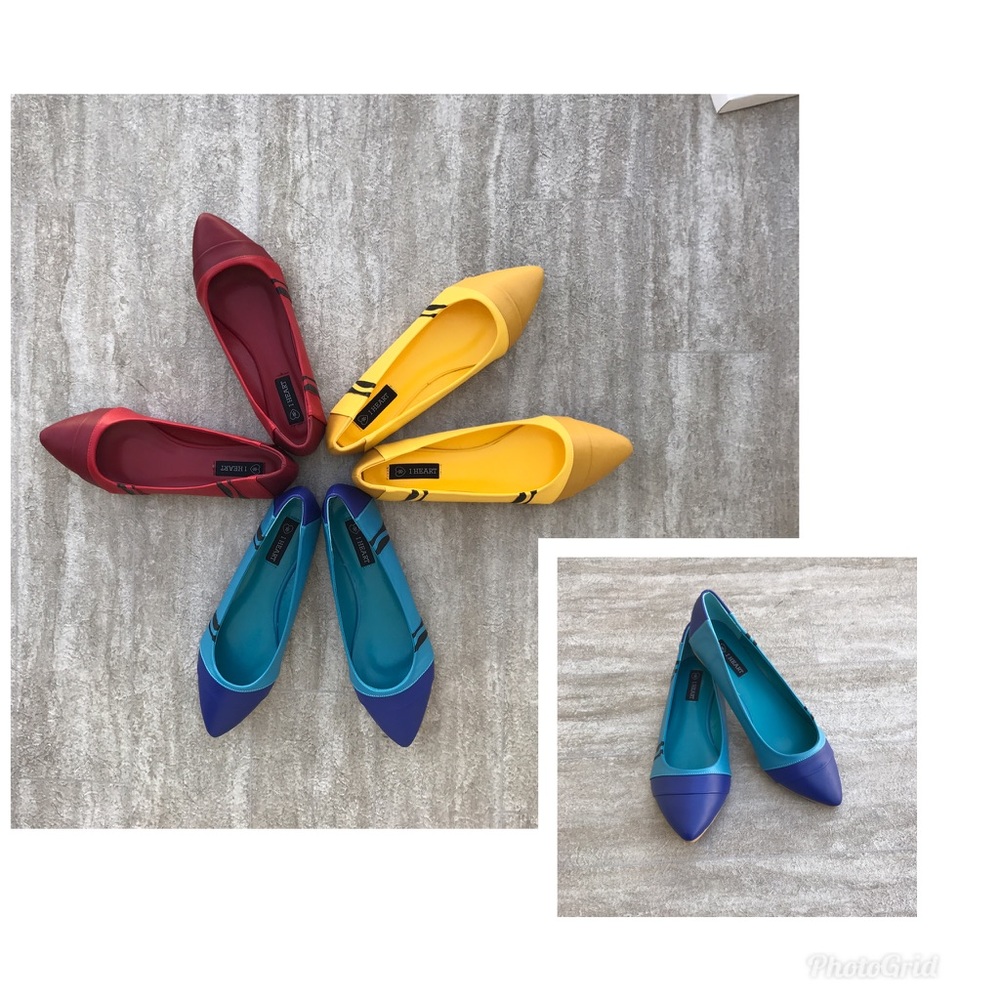 IHEART Blue Crayon Flats Womens 11
